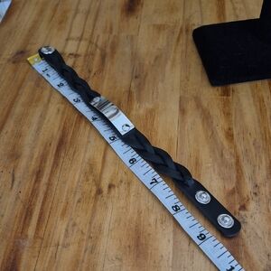 Plunder Black Braided Leather Snap Bracelet